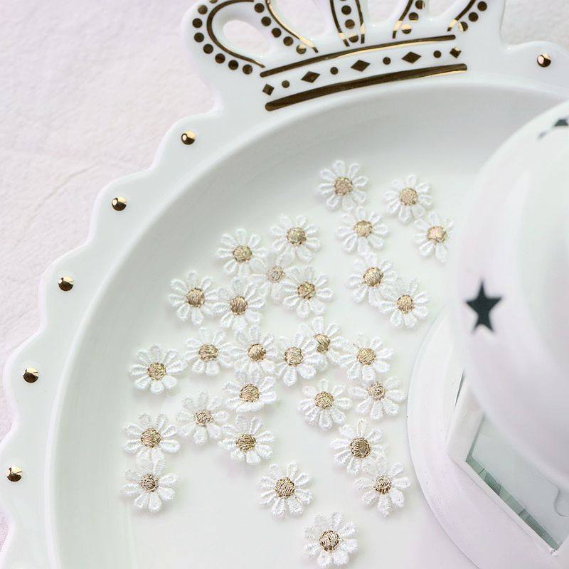 优质刺绣八花边小皱菊材料手工珠子钻饰花朵等配饰辅料小花朵