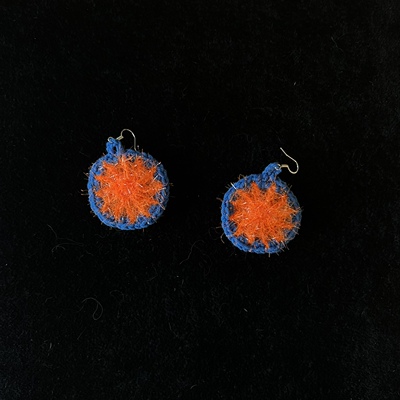 编织耳环纯手工荧光色无耳洞耳环