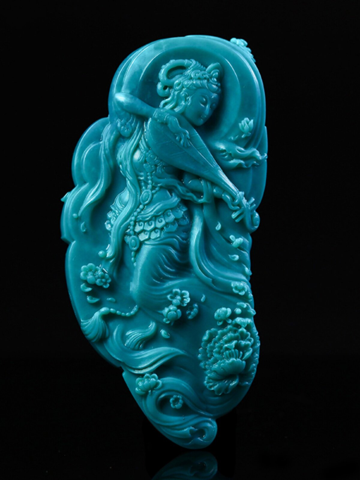 PINZHONG 청록색 라이브 방송 목걸이 펜던트 천연 원시 미네랄 안전 버클 펜던트 PIXIU GUANYIN 조각 핸드 피스