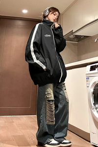 中性！春季新款双面穿夹克美式防水冲锋衣港风情侣外套女7801-P88图片