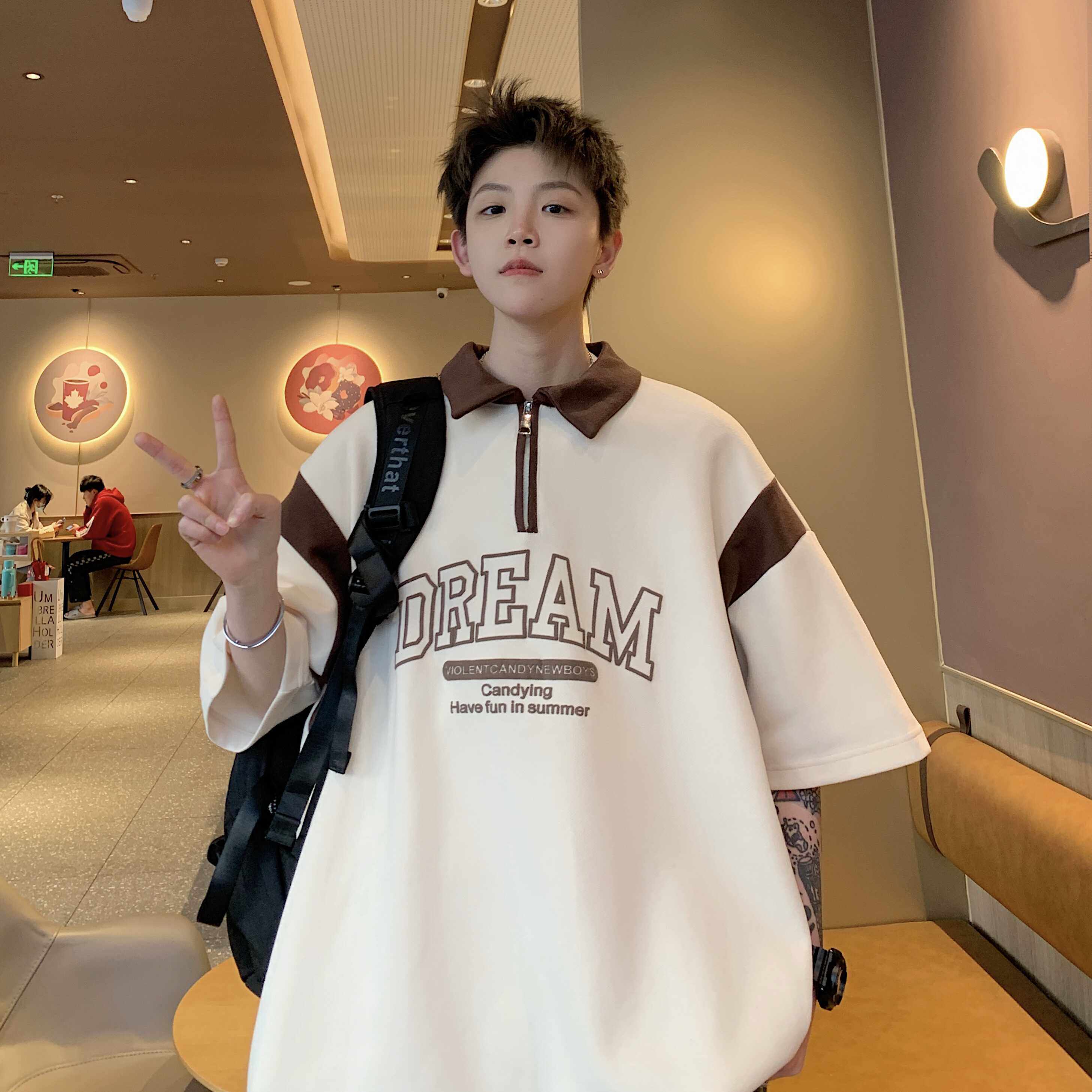 2024年夏季短袖polo衫男夏季小众设计感重磅t恤上衣男类23019-P48图片