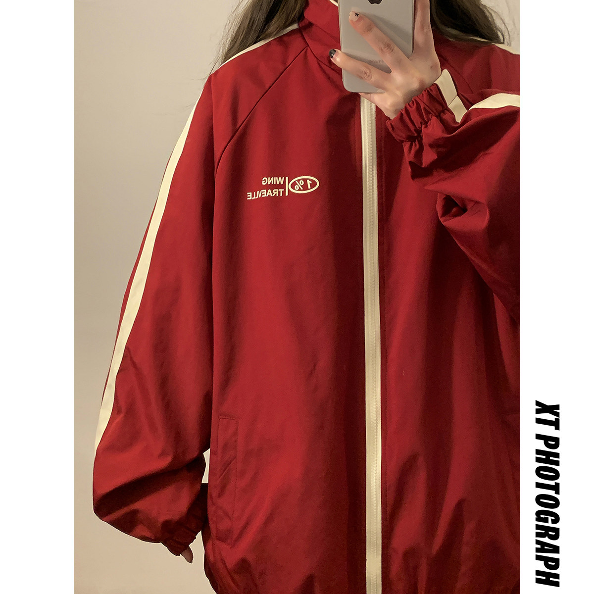 2024美式复古冲锋衣外套女秋款潮牌痞帅高级感飞行员夹克7801-P88图片