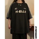 中性2024年夏季美式T恤字母寬松港風(fēng)大碼情侶短袖上衣女7820-P38，女裝T恤，電商C213(原B265)