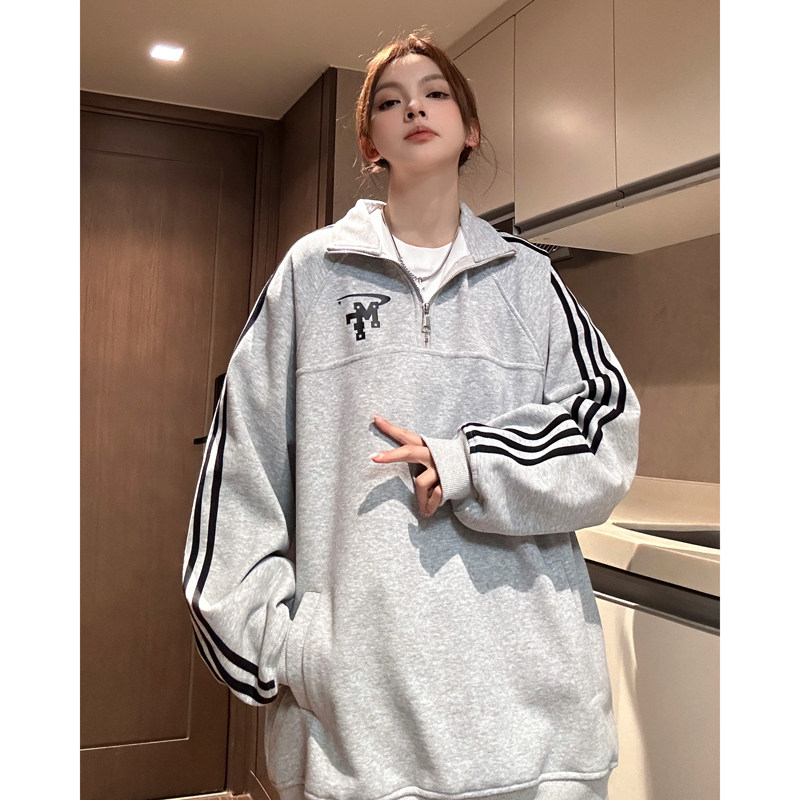 中性！美式复古高街卫衣女春季宽松百搭学院风上衣外套7806-P68,女装卫衣/绒衫,电商C213(原B265)