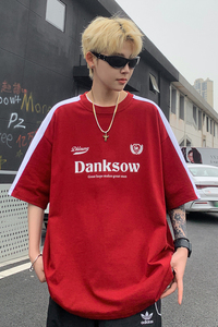 夏季中性T恤美式复古短袖港风大码插肩袖运动体恤衫男 7825-P38图片