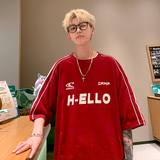 夏季新款美式潮牌字母印花三条杠短袖港风宽松T恤上衣男7820-P38，男装T恤，电商C213(原B265)