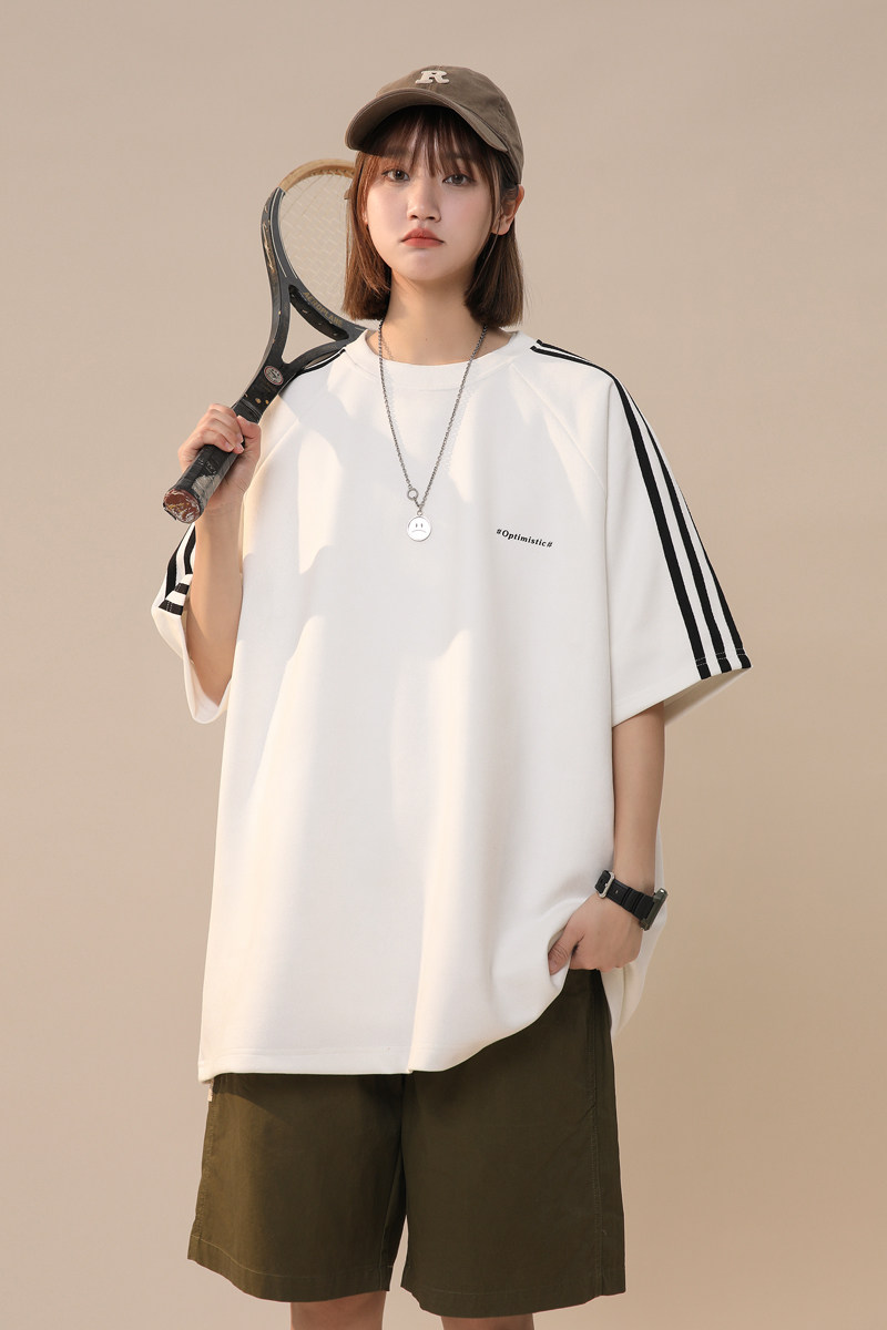 夏装中性美式高街宽松麂皮绒短袖圆领情侣运动休闲T恤女7826-P28,女装T恤,电商C213(原B265)