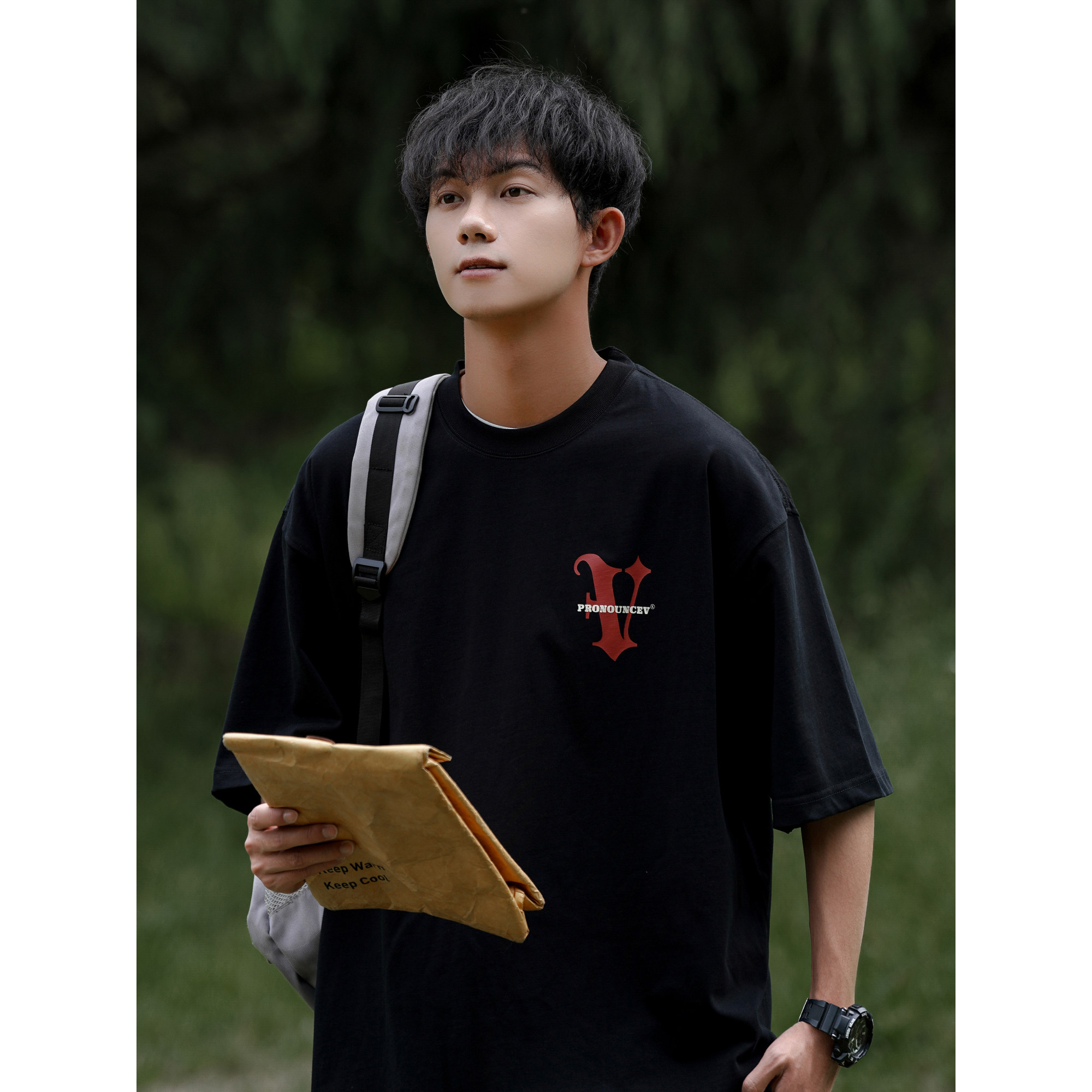 2024夏季新款港风情侣短袖美式大码宽松T恤半袖上衣男23032-P38,男装T恤,电商C213(原B265)