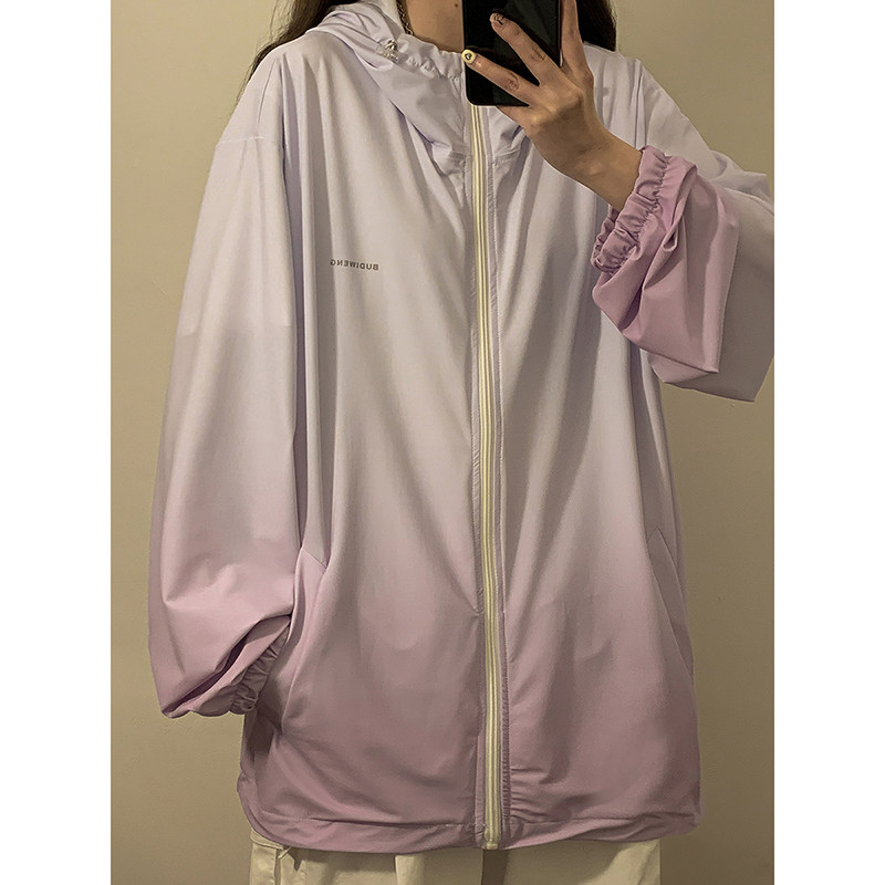 中性图！防晒指数50+渐变防晒衣美式复古户外宽松外套女7815-P60,女装防晒衣,电商C213(原B265)
