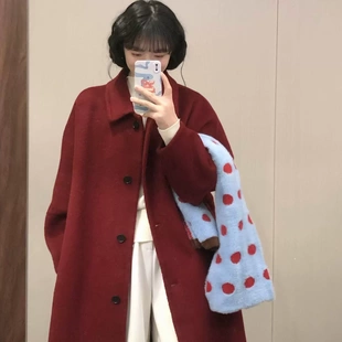 爆款娃娃领双面毛呢大衣女2026秋冬新款韩版加厚中长款呢外套