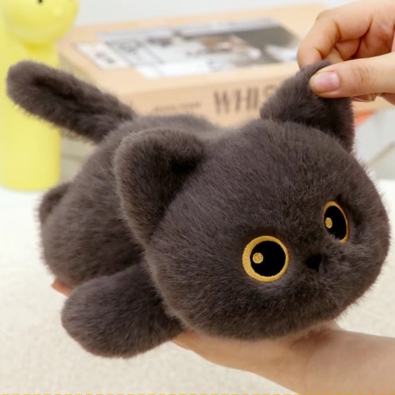 多爱正版小黑猫玩偶睡觉抱枕猫咪公仔毛绒玩具布娃娃儿童生日礼物
