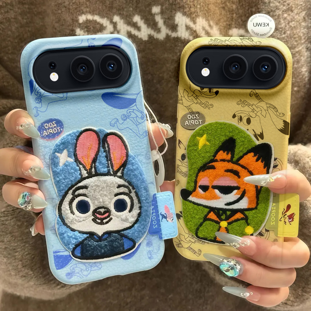 仿皮纹手感 硅胶软壳全包 刺绣卡通公仔