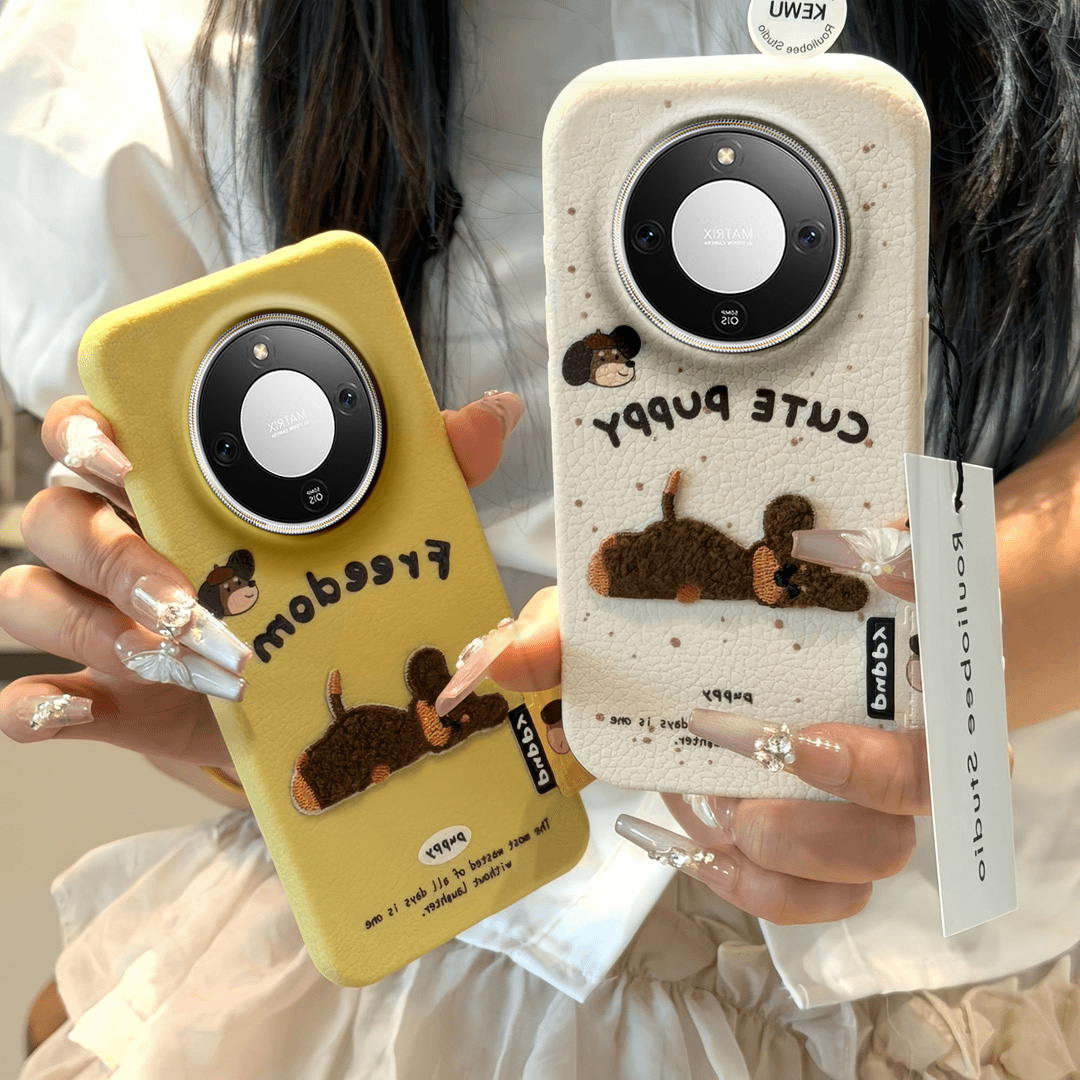 仿皮纹手感 硅胶软壳全包 刺绣卡通公仔