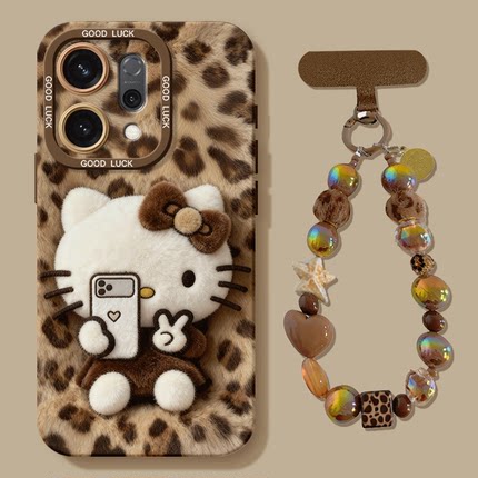 适用opporeno14pro手机壳reno13新款10手链9se全包8/7挂绳reno12硅胶reno11防摔6/5豹纹KT猫咪4女3保护pro套