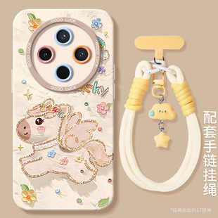 适用vivoy500pro手机壳y300gt新款y300硅胶y200挂绳y100i新年100t全包u79防摔u93s2026油画马y55s女33保护套