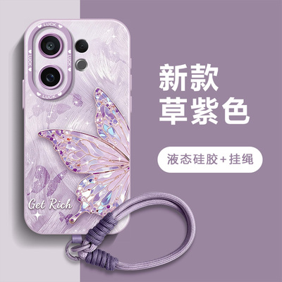 适用vivos50手机壳s30promini新款s20硅胶vivo挂绳s19网红s18全包s17防摔s16梦幻高级蝴蝶s15/12女s10e保护套