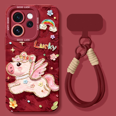 适用opporeno15手机壳reno14pro新款reno13硅胶reno12挂绳11新年9se全包8/7防摔6/52026油画马4女3保护pro套