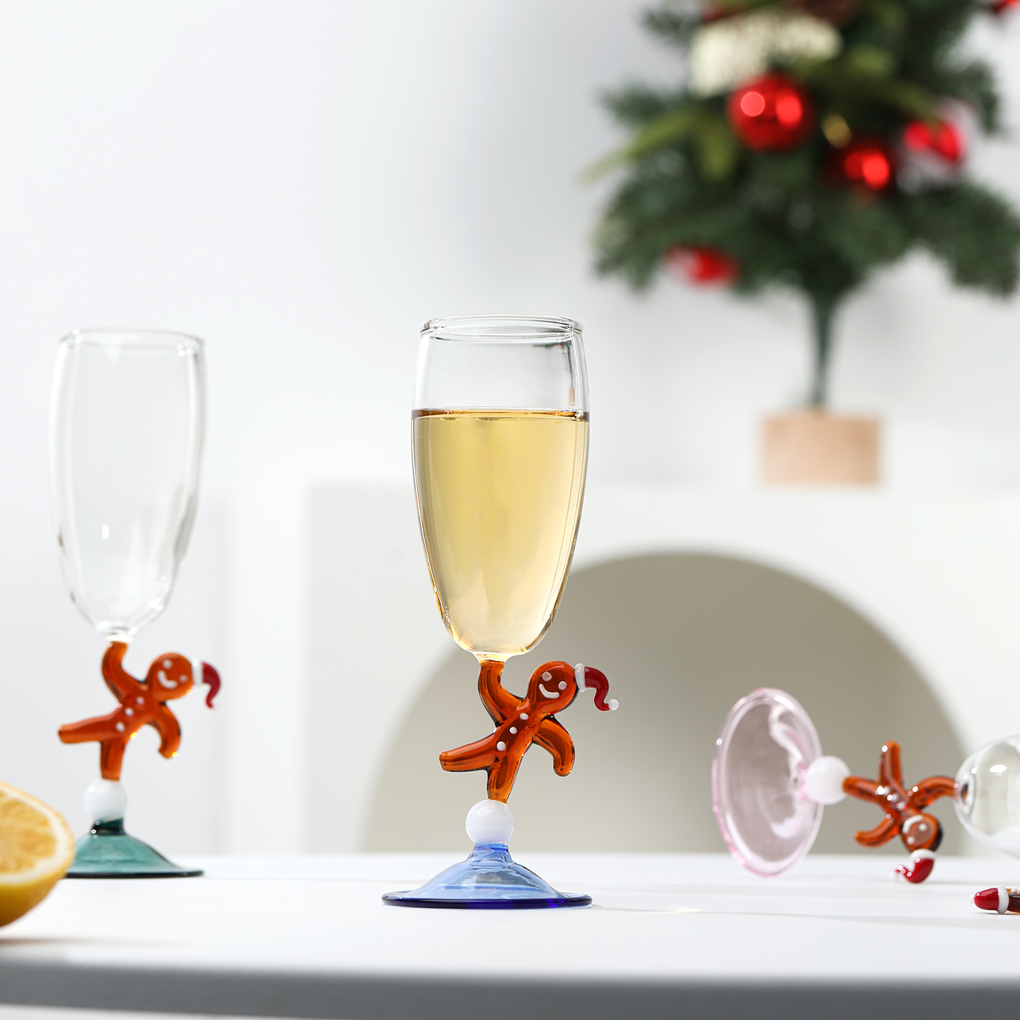 姜饼人可爱小酒杯玻璃杯红酒杯香槟高脚杯女生微醺酒杯圣诞礼物