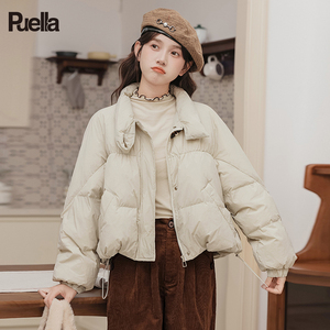 拉夏贝尔Puella2024冬季新款韩版设计感短款显瘦加厚面包服外套女