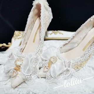 原创设计lolita花嫁蕾丝vintage鞋古典玩偶婚纱摄影成人礼芙拉