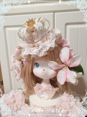 Lolita原创手作洛丽塔梦中的蝴蝶结安东尼蛋糕粉金华丽小皇冠礼帽