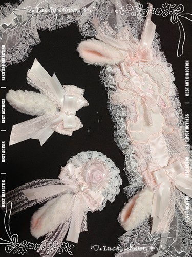 Lolita原创可爱羊耳蕾丝花边蝴蝶结仲夏物语樱花小羊搭配发带边夹