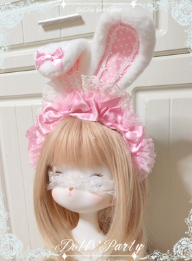 Lolita原创手作莉莉卡鲁浓粉色kc洛丽塔蕾丝蝴蝶结兔耳kc