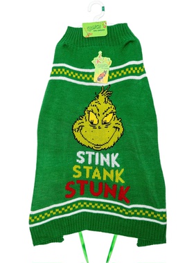 欧美单Grinch圣诞怪杰毛衣大狗秋冬圣诞衣服金毛边牧拉布拉多