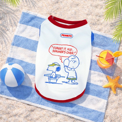 韩国Parisdog宠物狗狗春夏凉感史努比印花背心泰迪比熊雪纳瑞衣服