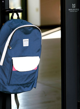 日本milesto旅行双肩包学生书包简约大容量撞色通勤休闲百搭19L