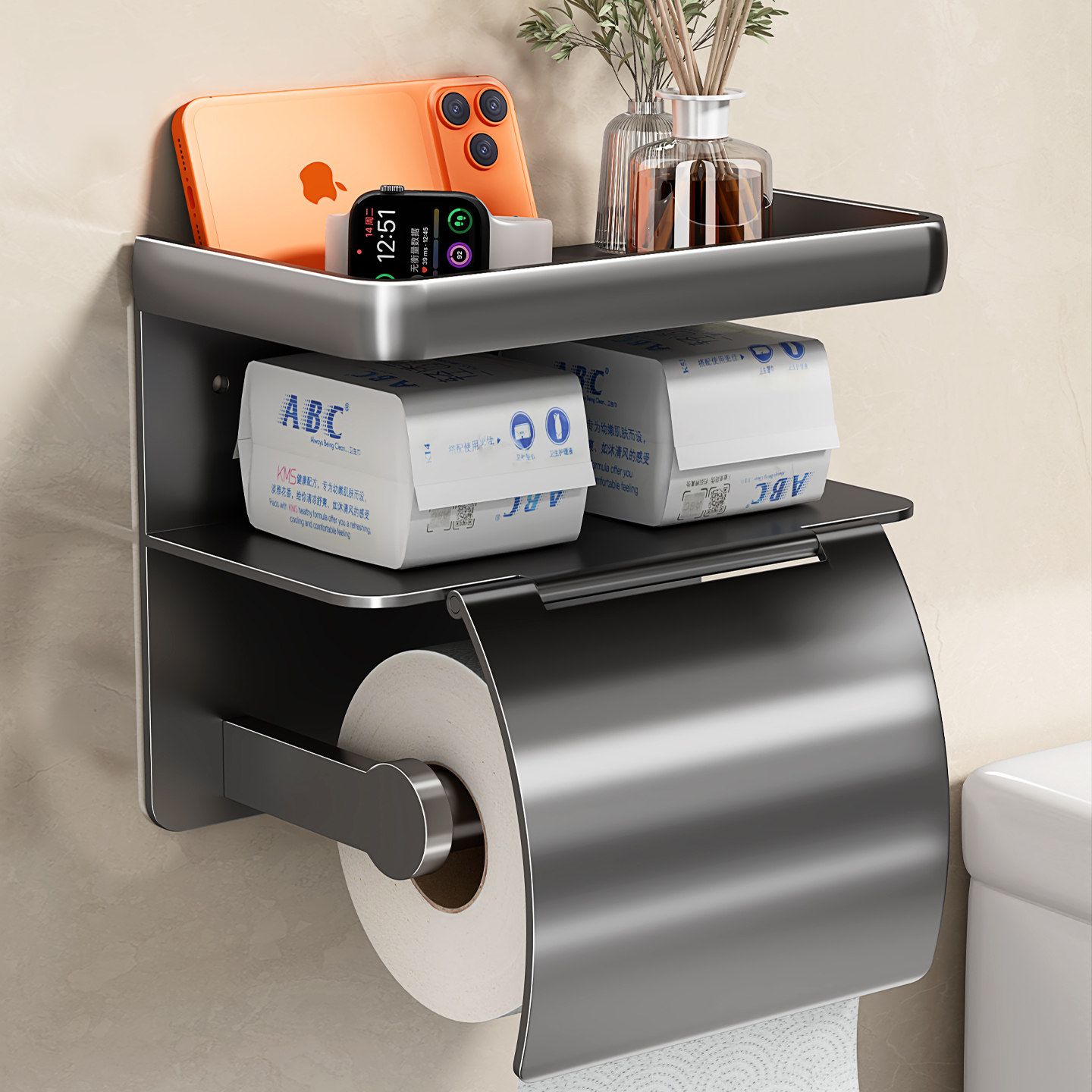 卫生间卷纸架厕所纸巾盒壁挂置物架洗手间厕纸盒防水纸巾筒放置盒,家庭/个人清洁工具,卷纸器/纸巾架,淘宝优惠券,粉丝福利购,淘宝优惠卷