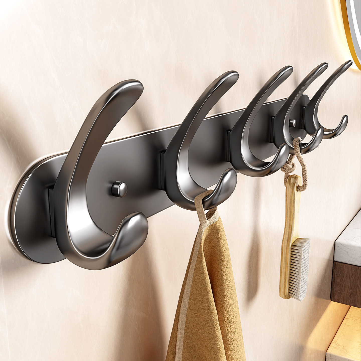 免打孔浴室挂钩承重强力粘胶厨房厕所门后衣柜挂衣架墙上壁挂毛巾