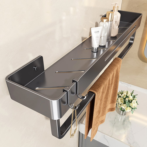 枪灰免打孔置物架太空铝