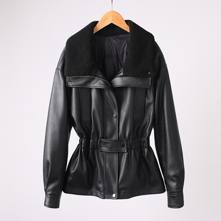 外套 时尚 A599TD羽绒服真皮90%白鸭绒皮衣女冬季 加厚翻领修身