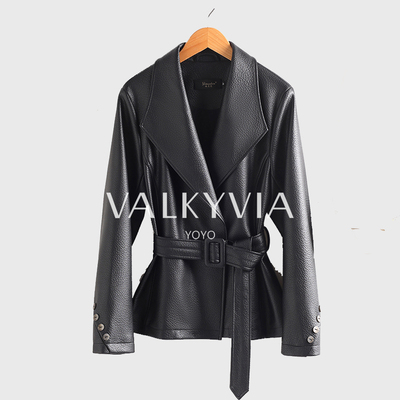 【Valkyvia/悠悠奢品】566海宁真皮女短款修身显瘦百搭皮衣外套女