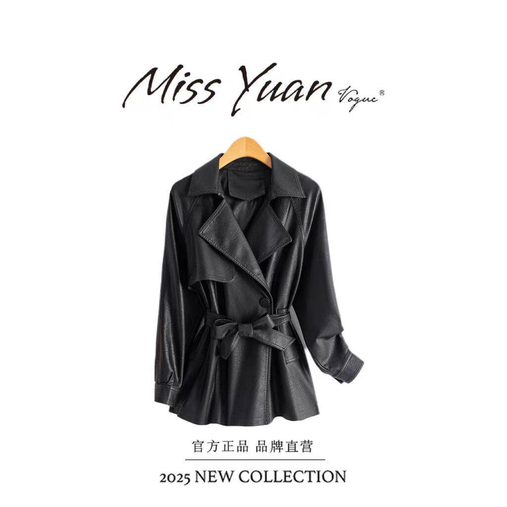 M.Y 媛总 海宁真皮皮衣女短款外套西装领外套时尚穿搭833TD