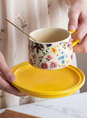女士个人专用咖啡杯美式复古陶瓷杯轻奢餐具套装带碟勺送礼生日礼