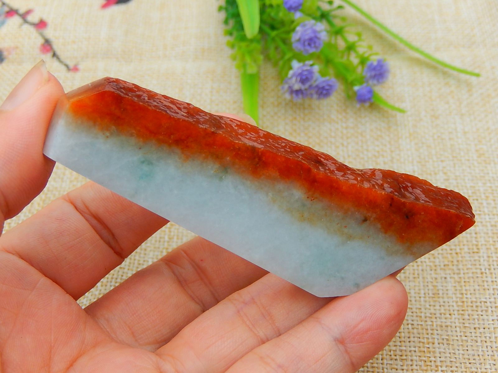 翡翠毛料玉石色料冰种原石明料手镯芯飘绿飘花红翡牌子紫罗兰挂件