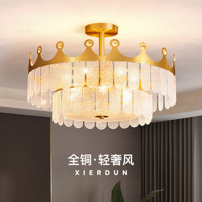 【全铜·轻奢风】轻奢水晶吊灯现代简约大气客厅家用灯具_虎窝淘