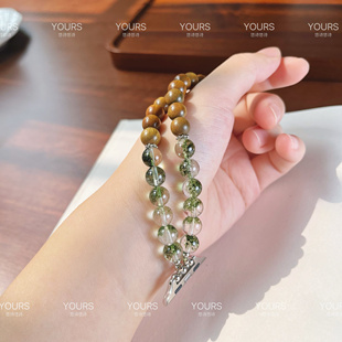 适用苹果手表S10绿檀木iwatch女款S987新款SE高级感Ultra水晶表带