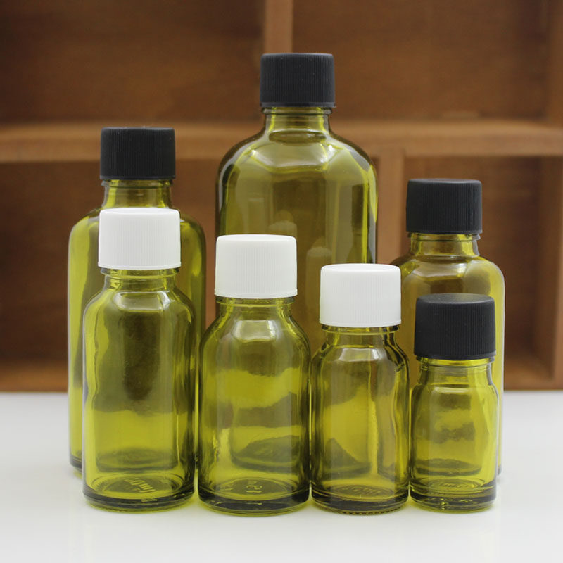 橄榄绿精油瓶药品瓶精华素原液玻璃瓶子化妆品瓶吹瓶空瓶黑细纹盖
