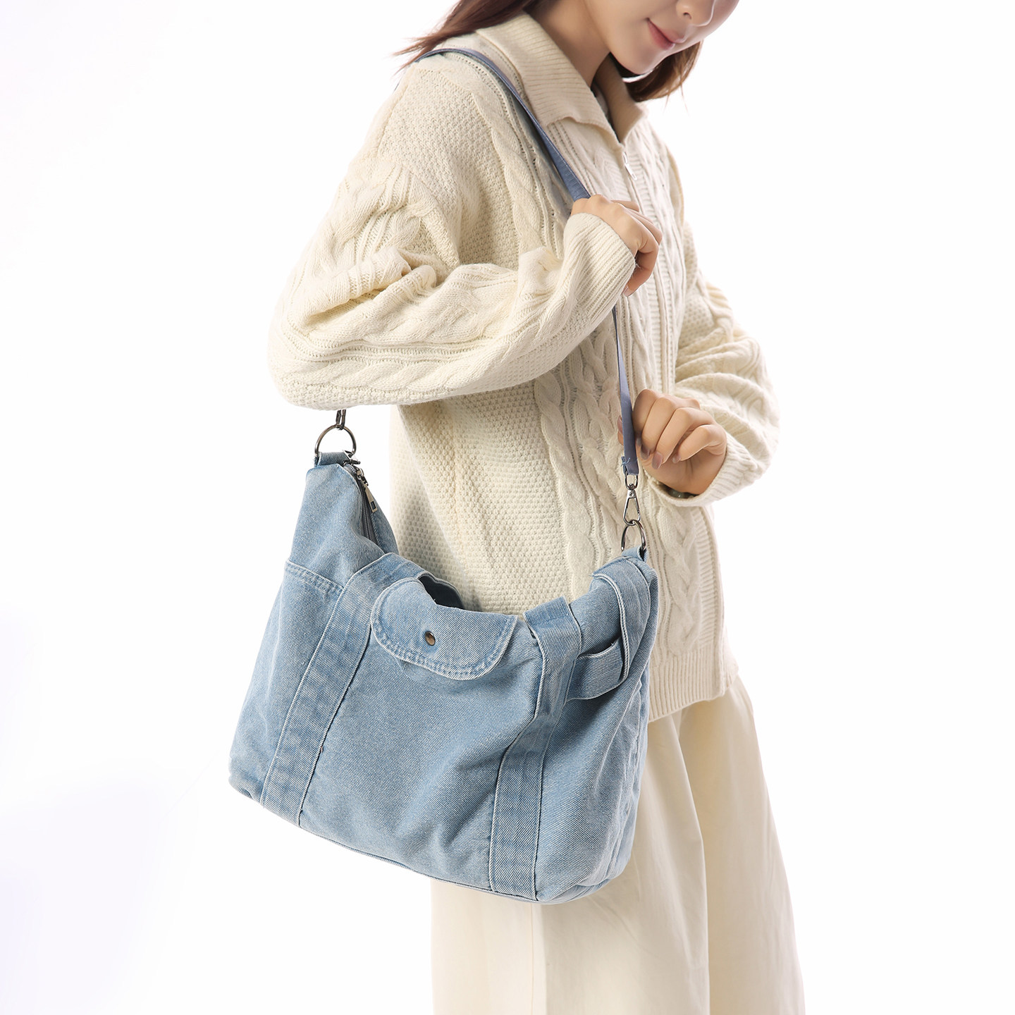 休闲简约帆布包韩系慵懒风牛仔托特包女大容量通勤单肩包文艺风,箱包皮具/热销女包/男包,单肩包,淘宝优惠券,粉丝福利购,淘宝优惠卷