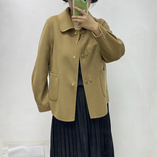 高端双面零羊绒大衣女2025新款驼色小个子短款秋冬韩版羊毛呢外套