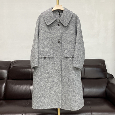 娃娃领双面羊绒大衣中长款