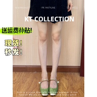 女配旗袍高跟鞋 国风后空粗跟包头凉鞋 增高4cm新中式 羊皮版