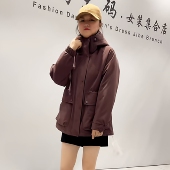 天骄一生水2025新款 二棉连帽薄棉服25502 女装 冬季 棉衣女外套大码