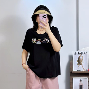 大码女装夏季绣花醋酸小衫