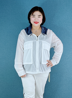 金影奇夏季新款连帽防晒衣宽松大码女装短款透气外套罩衫61283