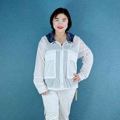 金影奇夏季新款连帽防晒衣宽松大码女装短款透气外套罩衫61283