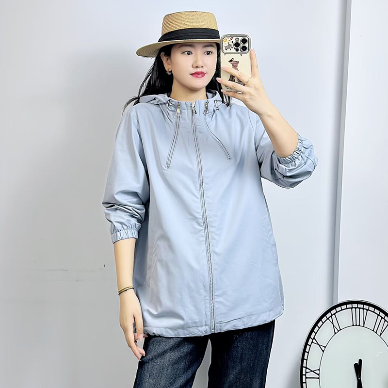 米莱奇秋季连帽外套女宽松大码女装2025新款韩版百搭显瘦风衣5801